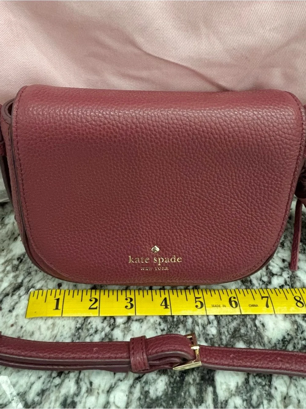 kate spade Burgundy Pebbled Leather Crossbody with Tassel